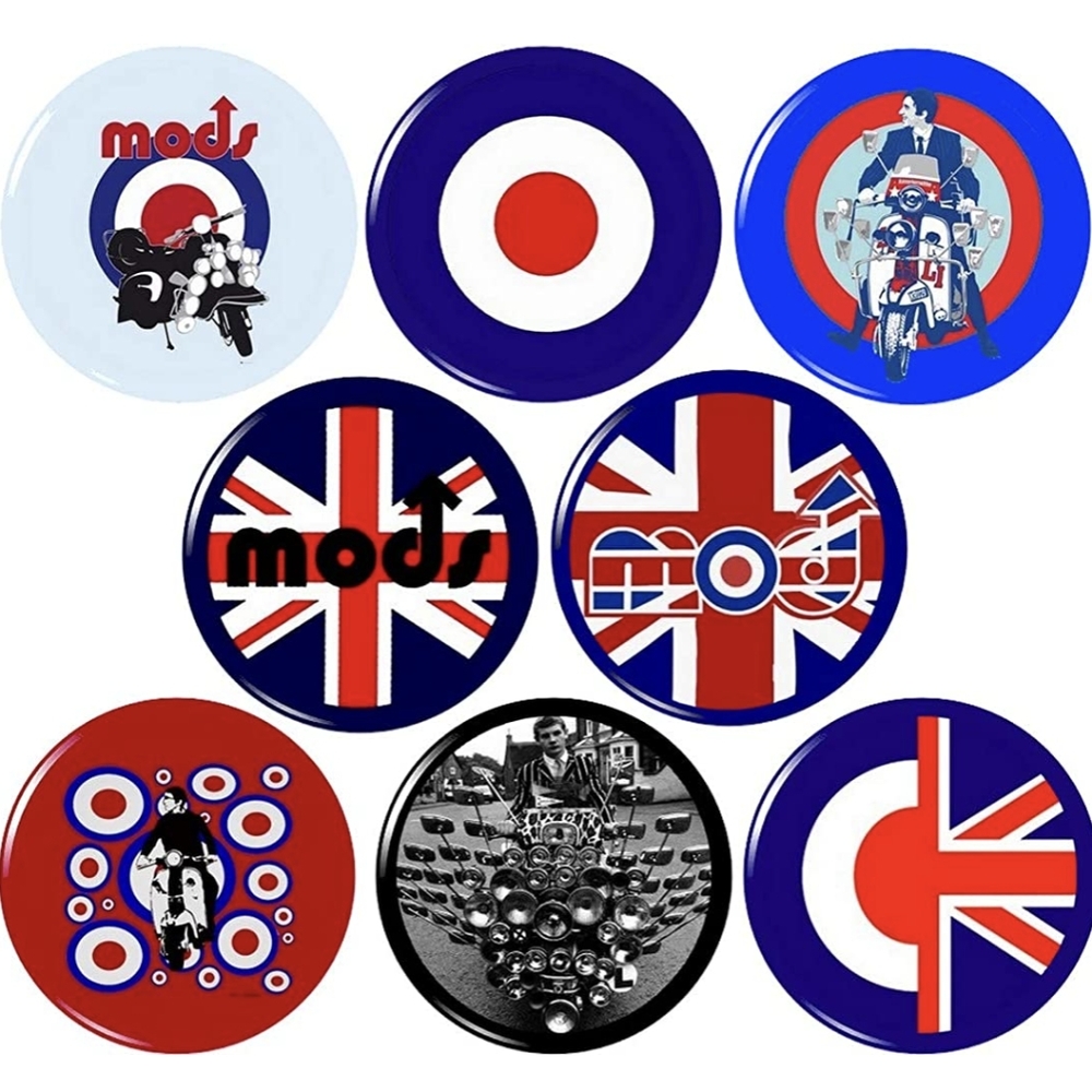 Mod set of 8 1 inch buttons badge pins